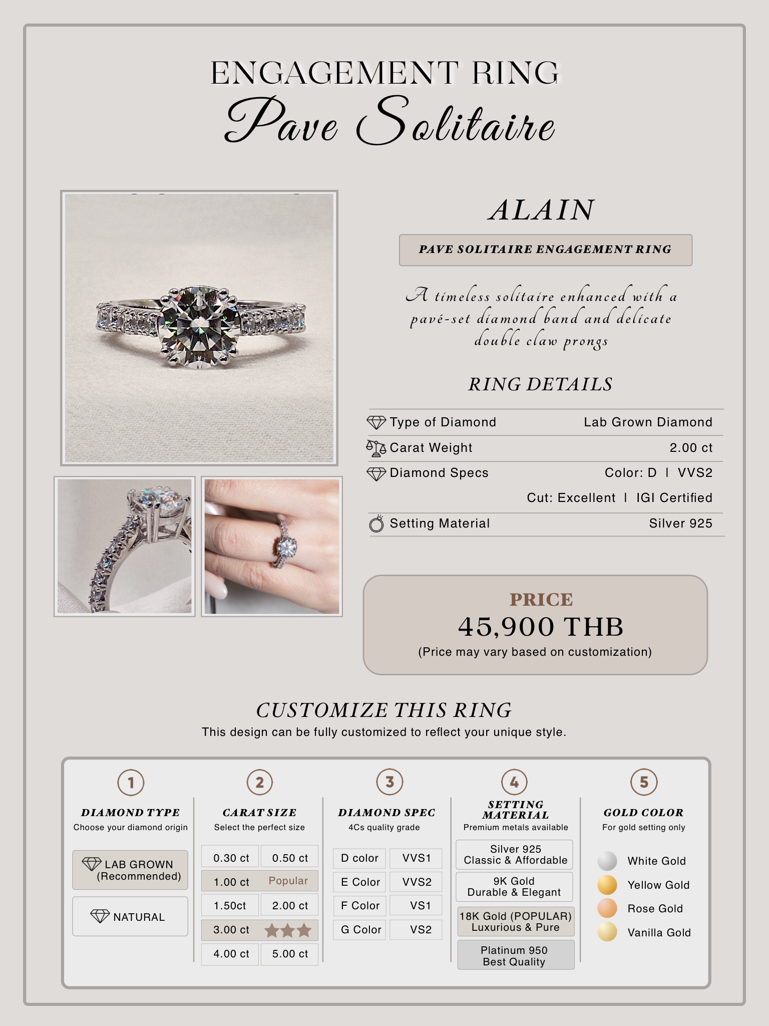 ALAIN details — Silver 925 · 2ct · D