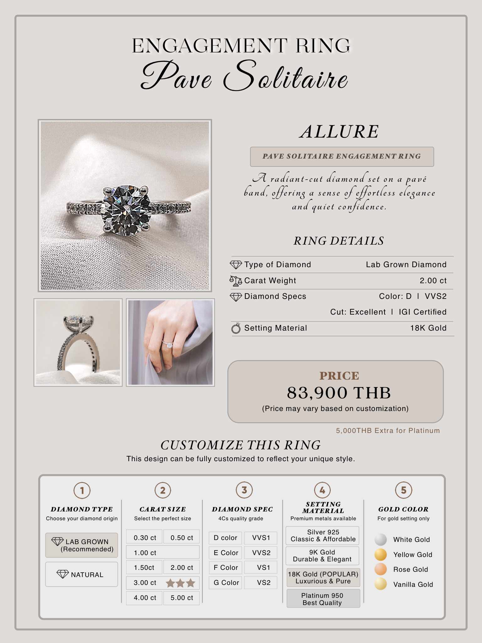 ALLURE details — 18K Gold · 2ct · D